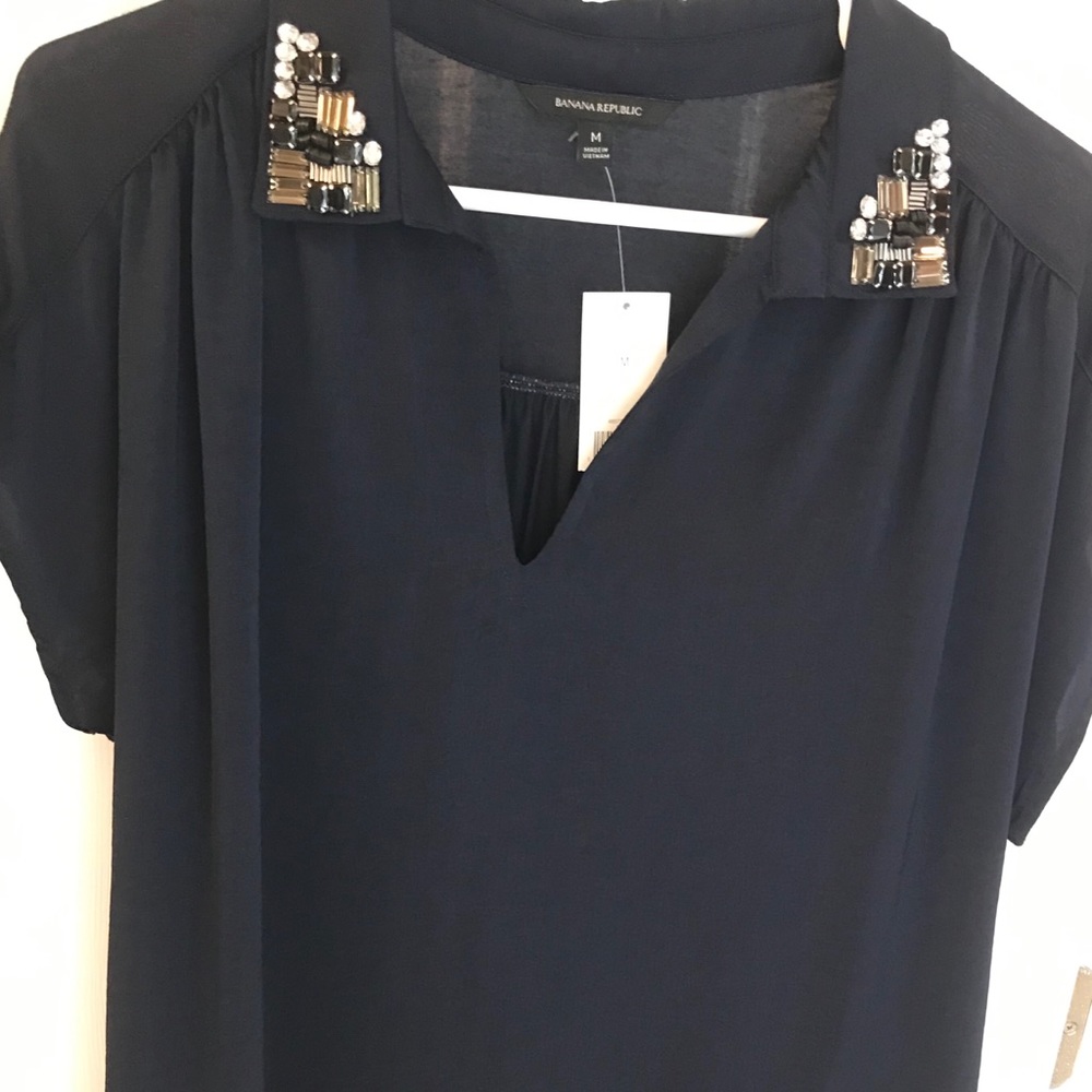 Banana Republic mixed fabric top